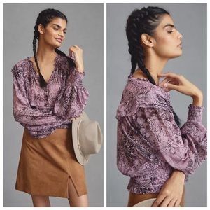 NWT Anthropologie Boho Floral Forest Cottagecore Western Blouse